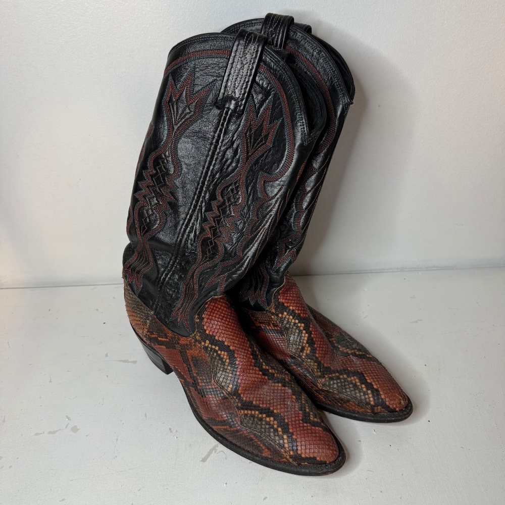 Vintage Dan Post Red Black Python Cowboy Western … - image 2